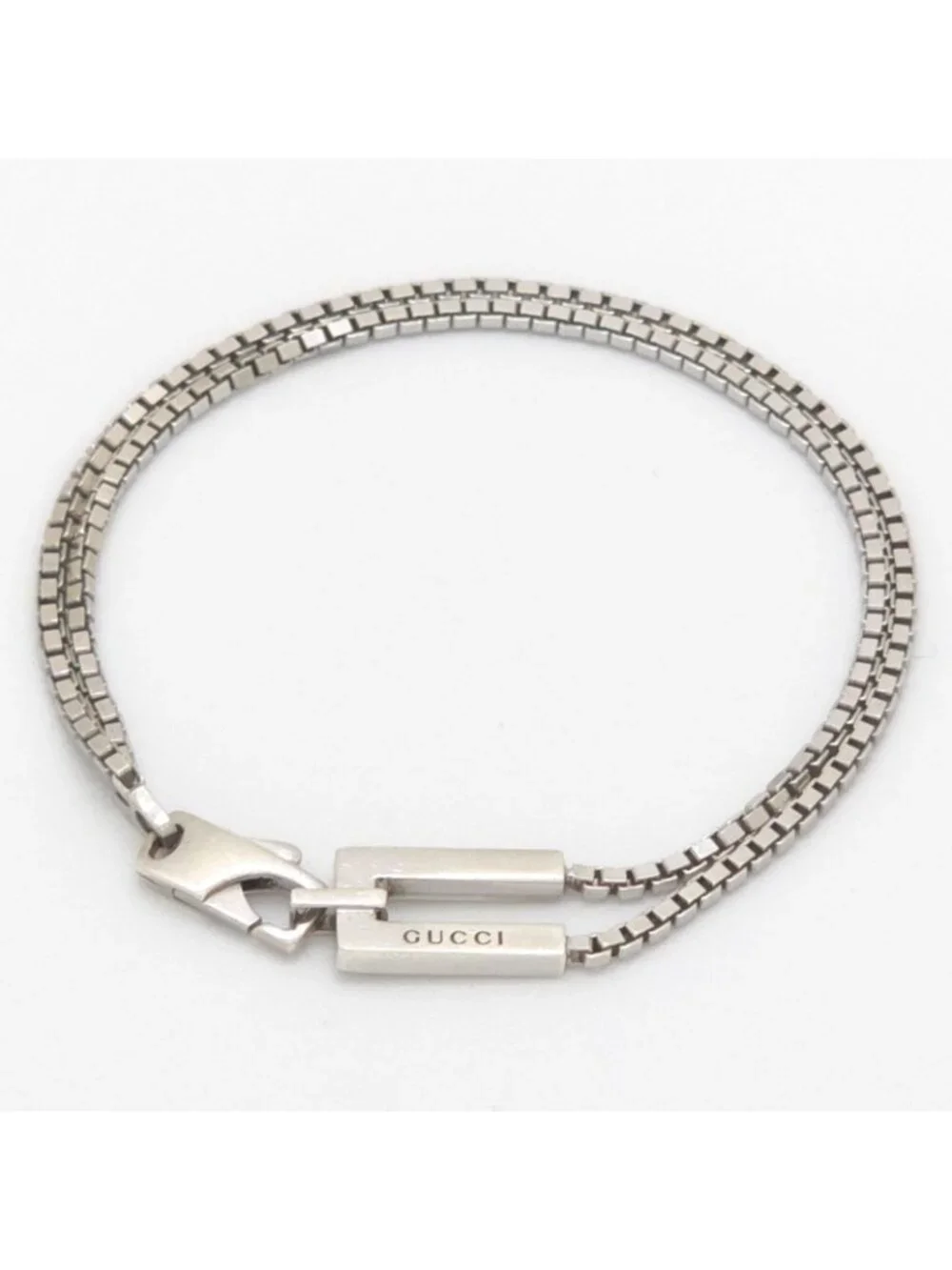 Gucci Logo Venetian Double Chain Bracelet 16 Sterling Silver